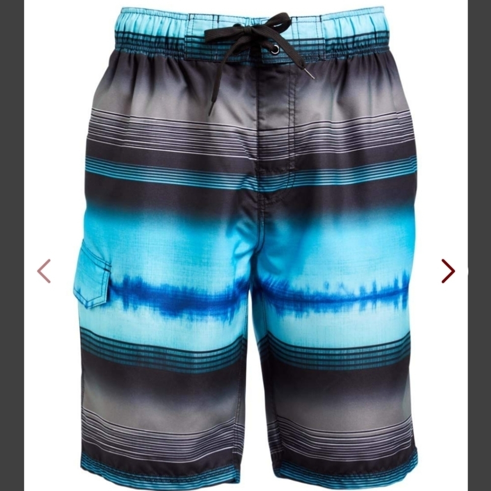 Kanu Surf Barracuda Swim Trunks in Nova Black & Aqua Size XXL